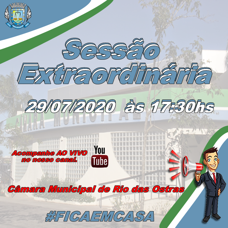 Convocação para a Sessão Extraordinária de 29/07/2020.